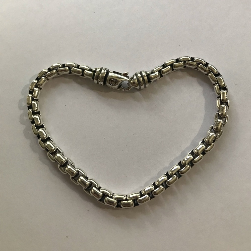 💯 Authentic David Yurman Large box chain bracelet 5mm 71/2 long sterling s…